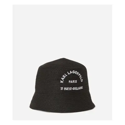 Klobouk karl lagerfeld rsg straw bucket hat pristine/ black