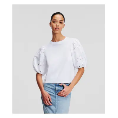 Tričko karl lagerfeld lace t-shirt white