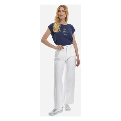 Džíny la martina woman trousers wide leg cotton optic white