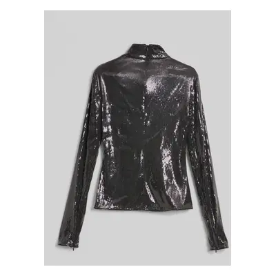 Top karl lagerfeld sequin zip sleeve top black