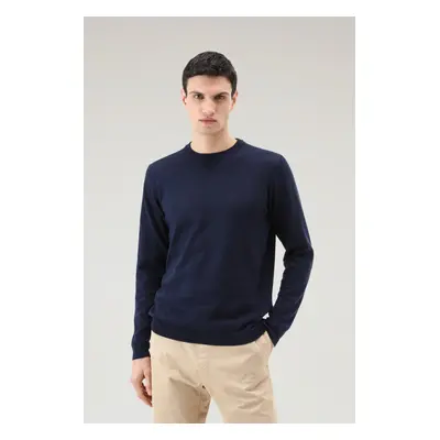 Svetr woolrich logo crewneck melton blue