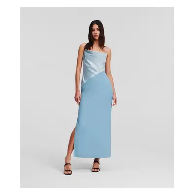 Šaty karl lagerfeld karl charm satin dress cashmere blue