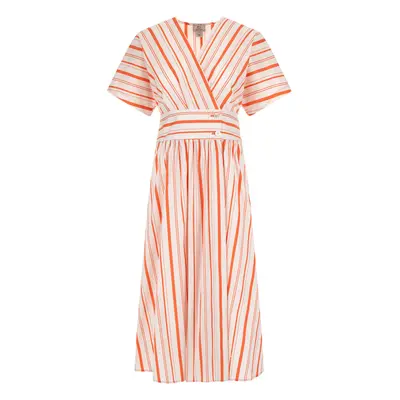 Šaty woolrich striped poplin long dress plaster white stripe