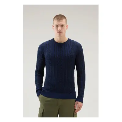 Svetr woolrich vanise cable crewneck melton blue bicolor