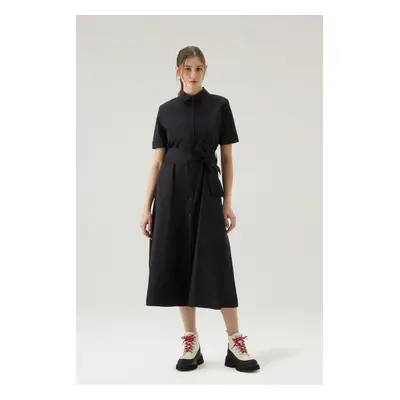 Šaty woolrich belted poplin shirt dress black