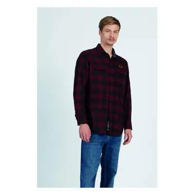 Košile la martina man shirt l/s checked twill red dahlia/black