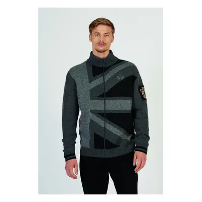 Svetr la martina man tricot full zip wool/cashm dark heather grey