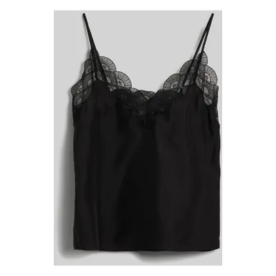 Halenka karl lagerfeld fan lace silk camisole black