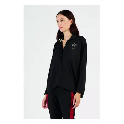 Polokošile la martina woman polo l/s piquet tencel t black