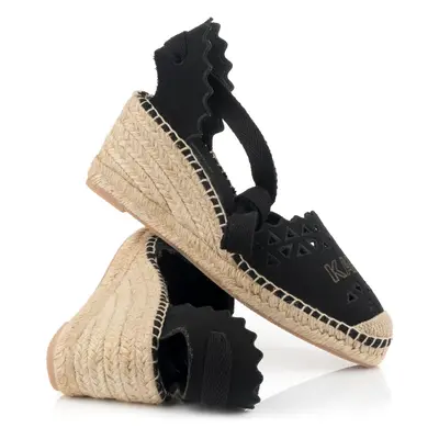 Espadrilky karl lagerfeld kamini mid ankle tie cut-out black canvas