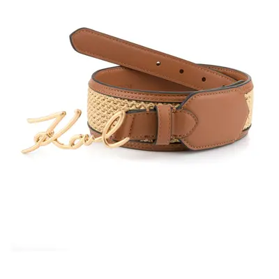 Opasek karl lagerfeld k/signature md raffia belt natural/sudan brown