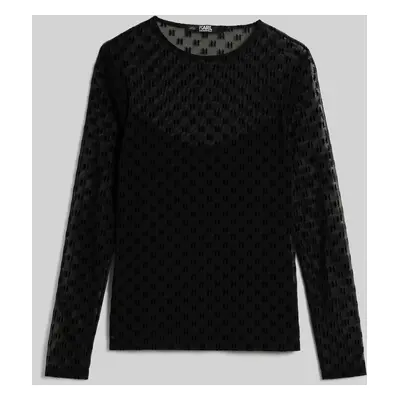 Top karl lagerfeld kl mesh lslv top black