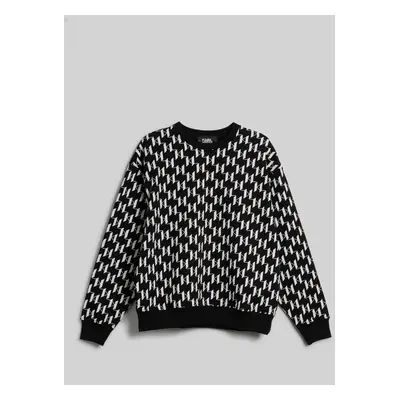 Mikina karl lagerfeld kl monogram aop sweatshirt kl monogram black/white