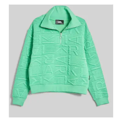 Mikina karl lagerfeld athleisure quilted zip up kelly green