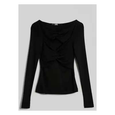 Top karl lagerfeld twist lslv evening top black