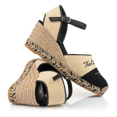 Espadrilky karl lagerfeld kamini mid hotel karl closed natural canvas w/black