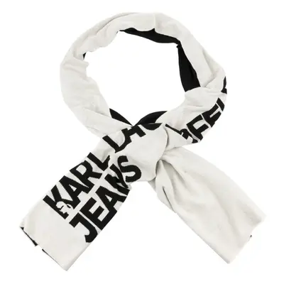 Šála karl lagerfeld jeans knitted logo scarf white