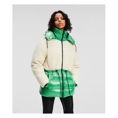 Bunda karl lagerfeld shearling mix down jacket kelly green/off white