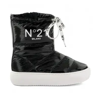 Sněhule no21 padded and quilted nylon boots with logo print black