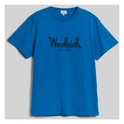 Tričko woolrich embroidered logo t-shirt snorkel blue