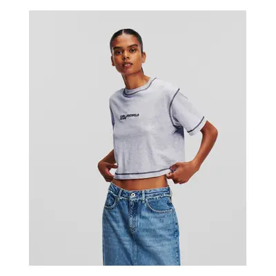 Top karl lagerfeld jeans klj regular cropped sslv tee mid grey heather