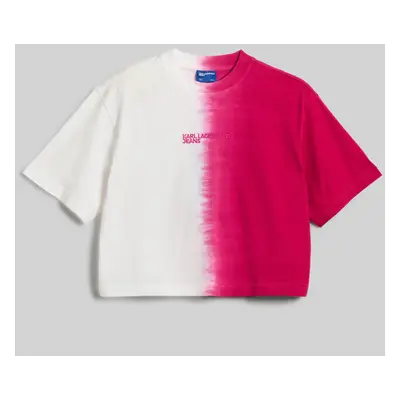 Tričko karl lagerfeld jeans klj reg crop sslv ombre tee fuchsia ombre