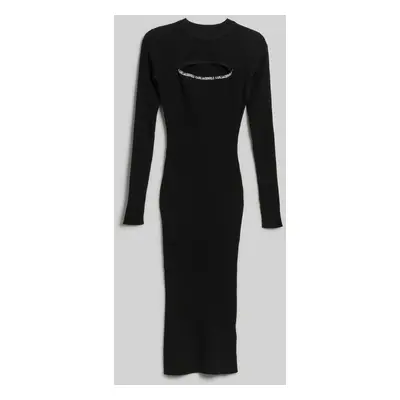 Šaty karl lagerfeld lslv knit dress black