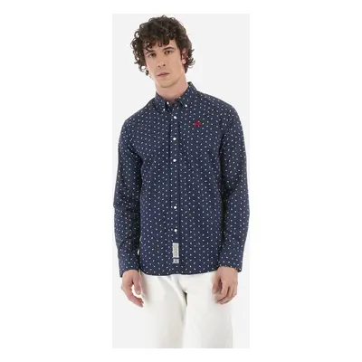 Košile la martina man shirt l/s printed poplin navy/optic white