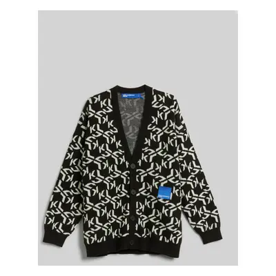 Kardigán karl lagerfeld jeans klj monogram jacquard cardigan black white aop