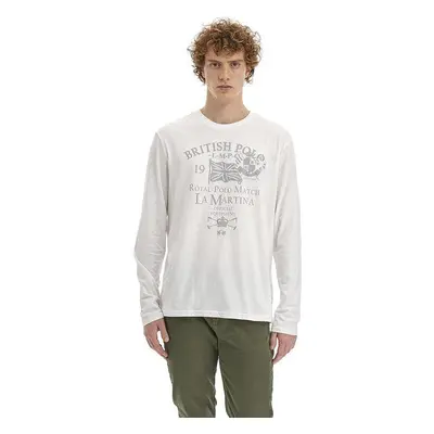 Tričko la martina man t-shirt l/s peached cotton optic white