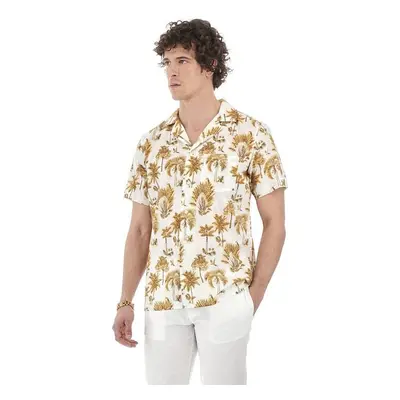 Košile la martina man shirt s/s printed poplin aspen gold/white/oli