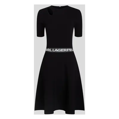 Šaty karl lagerfeld sslv logo knit dress black