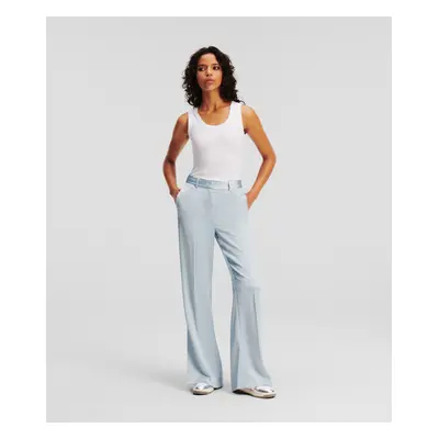 Kalhoty karl lagerfeld fluid satin tailored pants cashmere blue