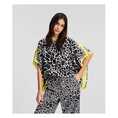 Halenka karl lagerfeld silk scarf tunic giraffe black/white