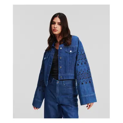 Bunda karl lagerfeld embroidered denim jacket mid blue denim