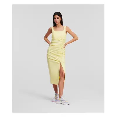 Šaty karl lagerfeld gathered stretch dress elfin yellow