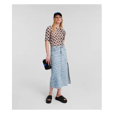 Sukně karl lagerfeld jeans klj monogram denim maxi skirt light blue