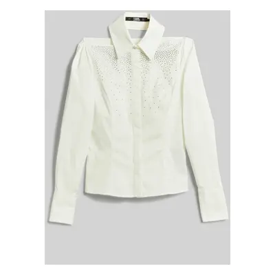 Košile karl lagerfeld fitted rhinestone shirt white