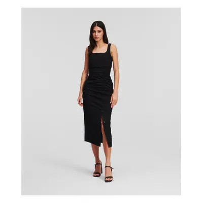 Šaty karl lagerfeld gathered stretch dress black