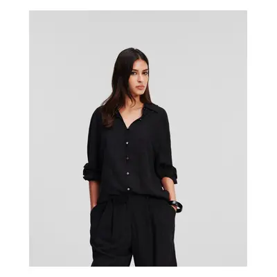 Košile karl lagerfeld linen blend shirt black