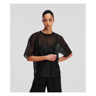 Tričko karl lagerfeld organza t-shirt black