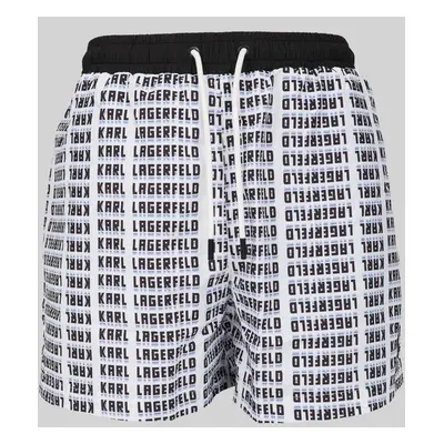 Plavky karl lagerfeld seasonal aop short boardshorts white/black logo aop