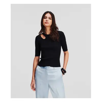 Svetr karl lagerfeld cut out knit top black