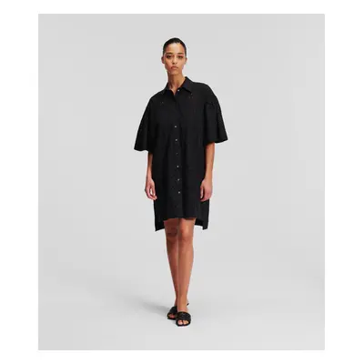 Šaty karl lagerfeld sslv embroidery shirt dress black