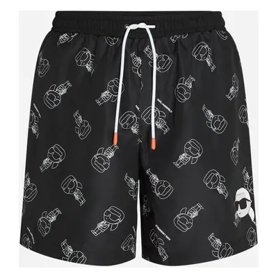 Plavky karl lagerfeld ikonik 2.0 aop med boardshorts ikonik outline aop black