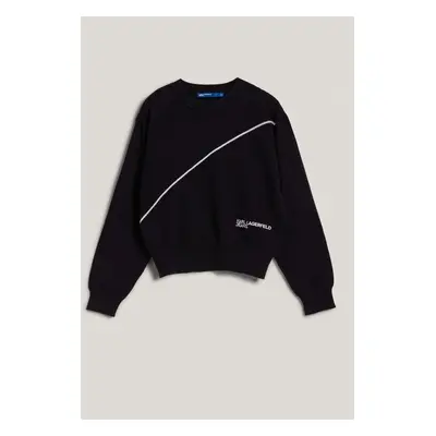 Svetr karl lagerfeld jeans klj contrast ribbed sweater black