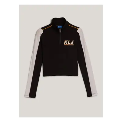 Top karl lagerfeld jeans klj lslv zip-up logo top black