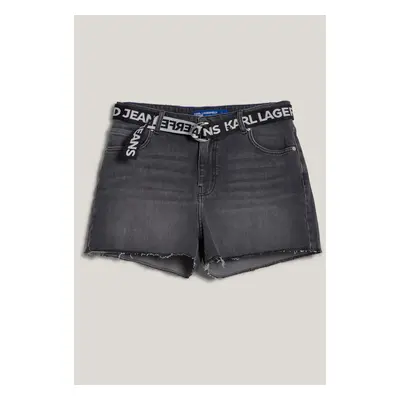 Šortky karl lagerfeld jeans klj mr belted denim short washed grey