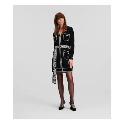 Kardigan karl lagerfeld branded belted cardigan black/white