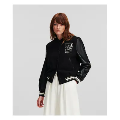 Bunda karl lagerfeld wool & leather varsity bomber black